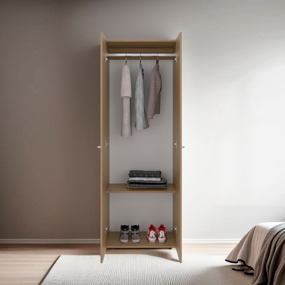 Beige Engineered Wood Dresser with Hanging Rod - 15.8"W x 23.6"D x 24.9"H for Bedroom