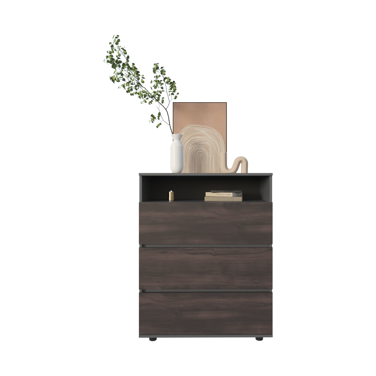 Gray Engineered Wood Dresser - 31.5" Wide for Bedroom