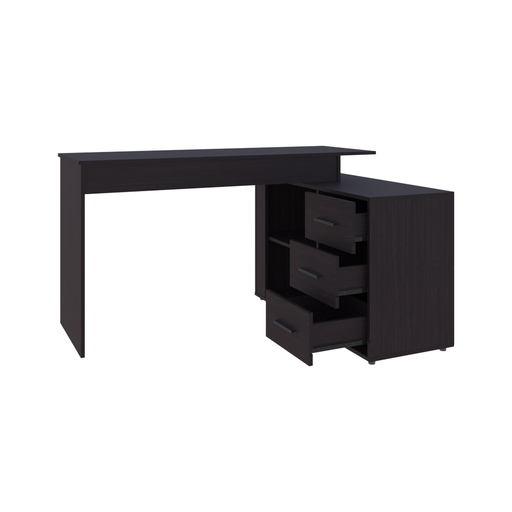 L-Shaped Black Engineered Wood Desk - 39.9 x 54.1 Inches