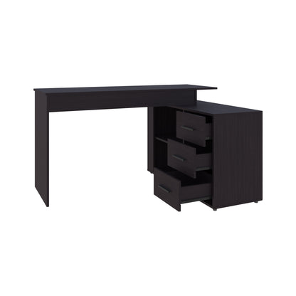 L-Shaped Black Engineered Wood Desk - 39.9 x 54.1 Inches