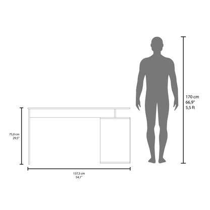 L-Shaped Black Engineered Wood Desk - 39.9 x 54.1 Inches