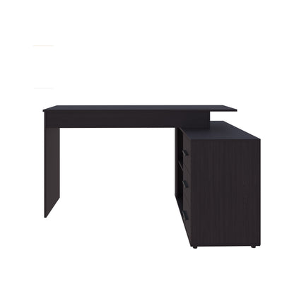 L-Shaped Black Engineered Wood Desk - 39.9 x 54.1 Inches
