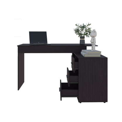 L-Shaped Black Engineered Wood Desk - 39.9 x 54.1 Inches