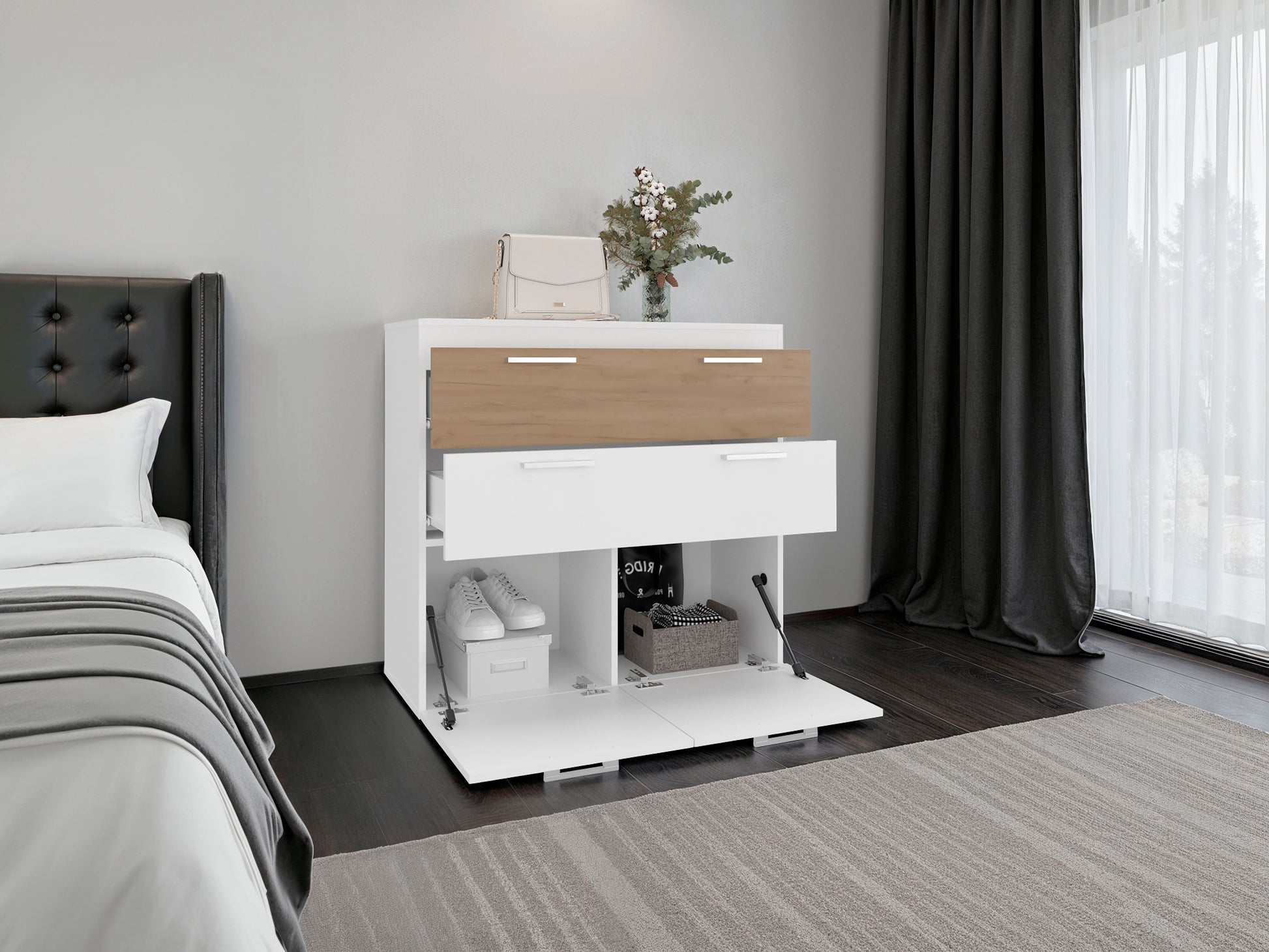 35.4" Multi-Colored Engineered Wood Dresser with Storage for Bedroom