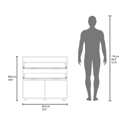 35.4" Multi-Colored Engineered Wood Dresser with Storage for Bedroom