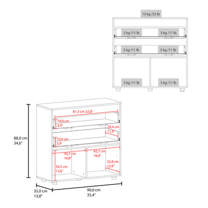 35.4" Multi-Colored Engineered Wood Dresser with Storage for Bedroom