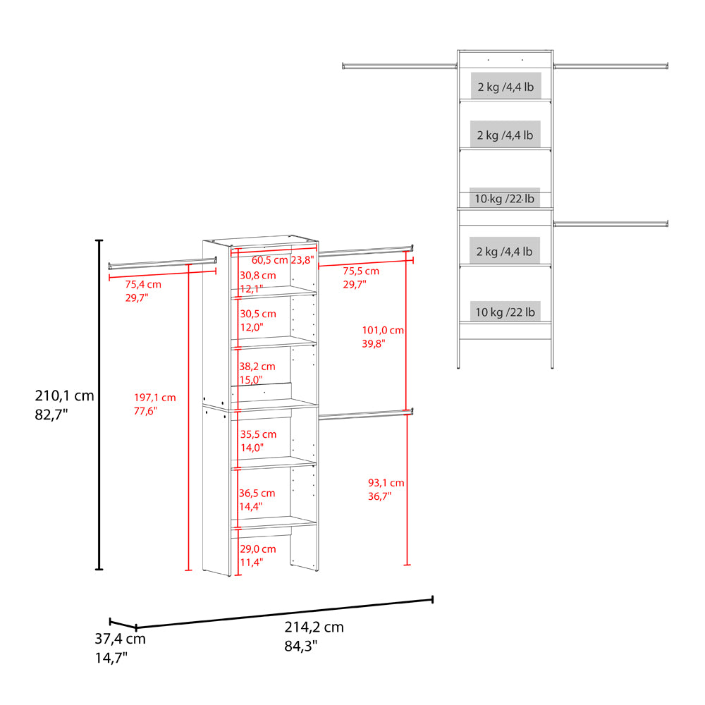 Cassville Closet System Dresser - White Engineered Wood for Bedroom