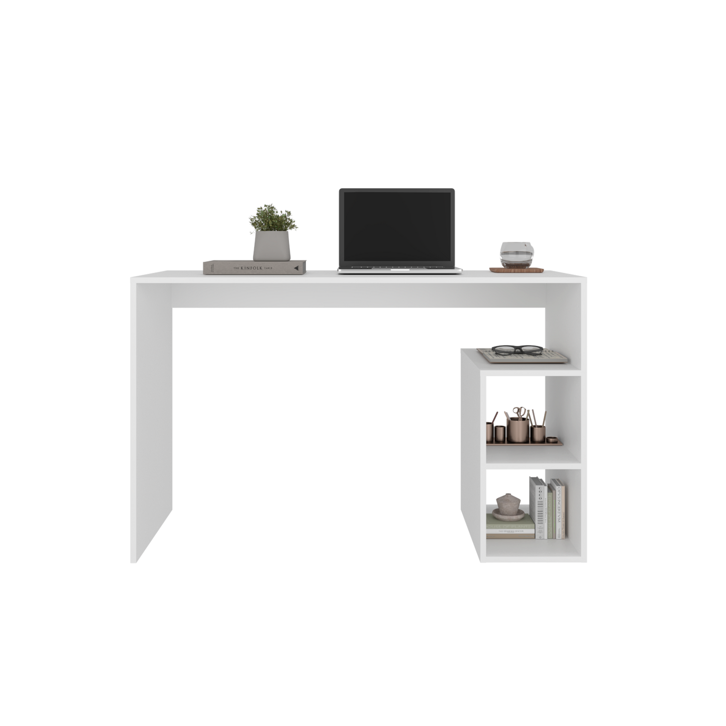White Engineered Wood Desk - 21" x 47" Workspace for Home Office