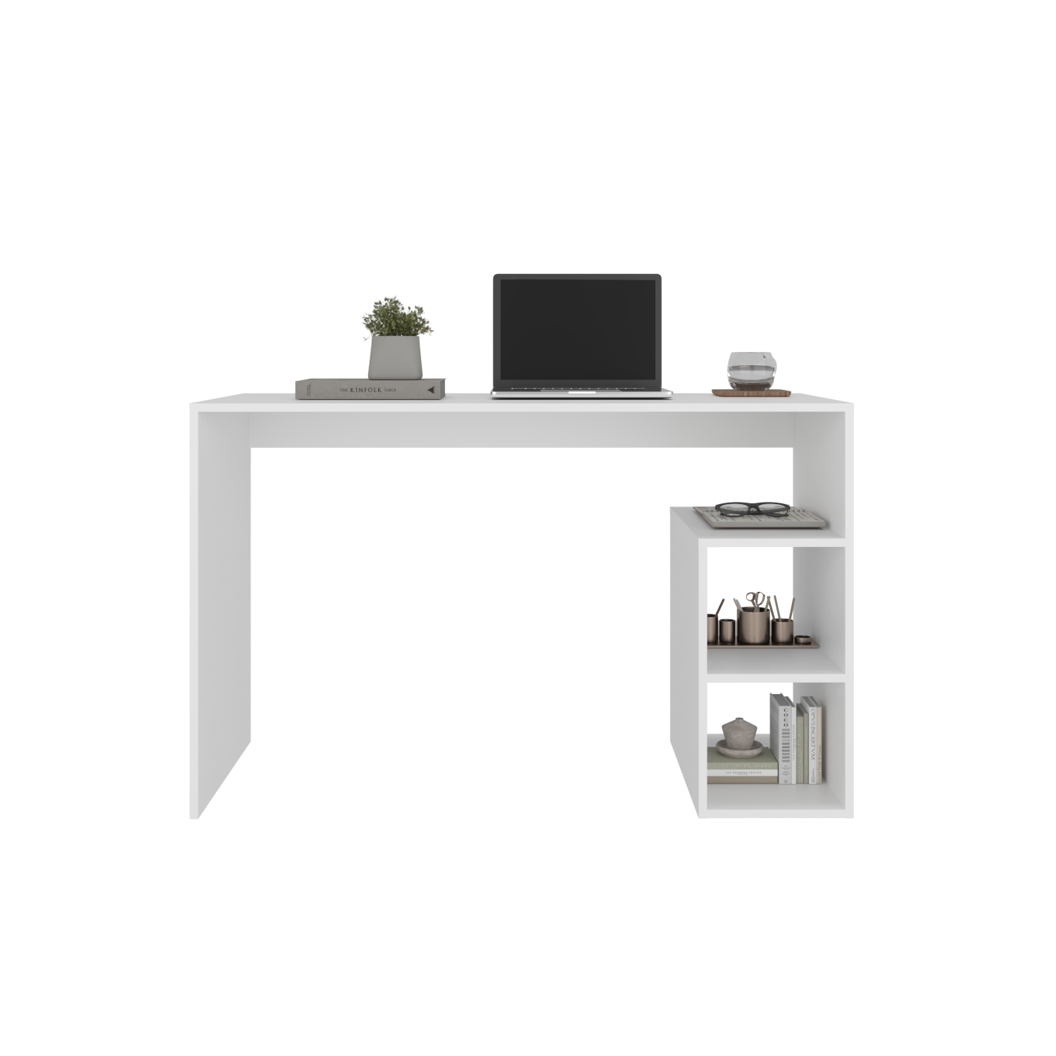 White Engineered Wood Desk - 21" x 47" Workspace for Home Office
