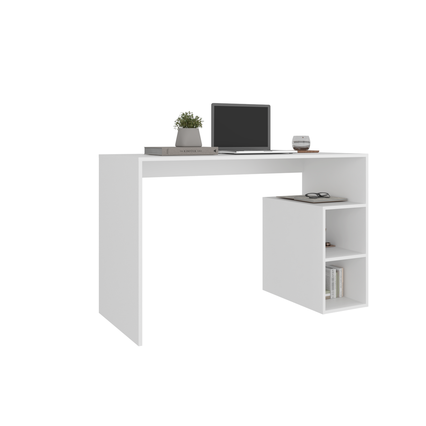 White Engineered Wood Desk - 21" x 47" Workspace for Home Office