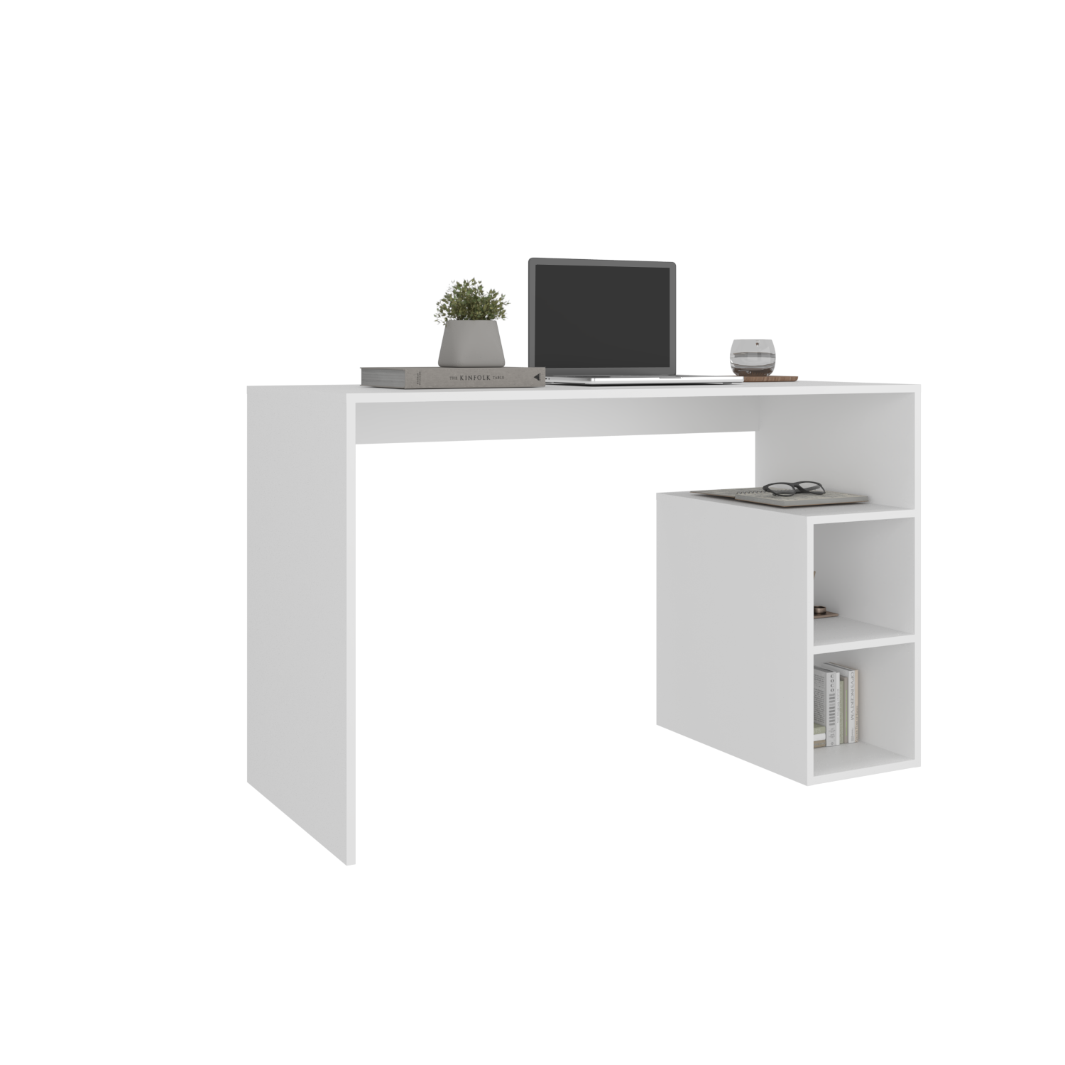 White Engineered Wood Desk - 21" x 47" Workspace for Home Office