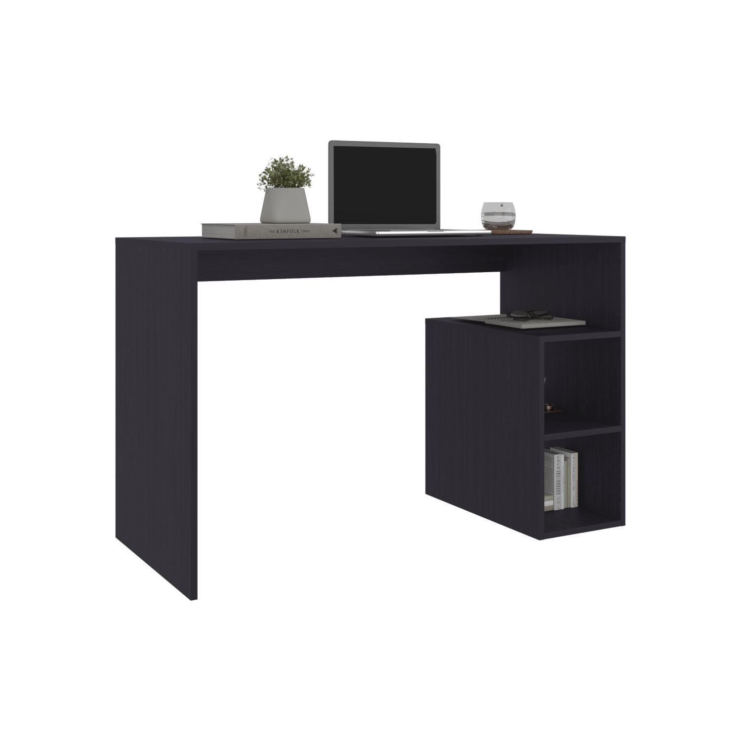 Rolla Desk Orquidea - Modern Black Office Storage for Home Office