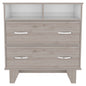 Double Drawer Dresser Arabi, Bedroom, Light Gray / White