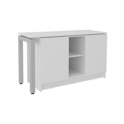 White Rotating L-Shaped Desk - Compact Workspace for Home Office