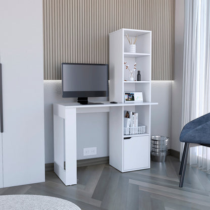 Writing Desk With Bookcase and Cabinet, White