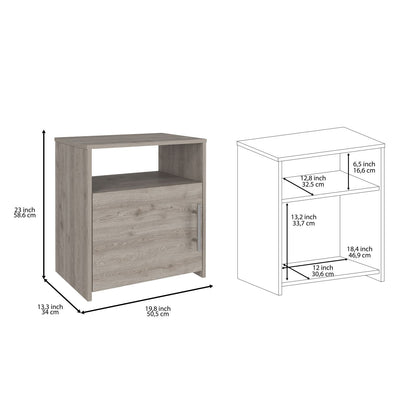 Gray Engineered Wood Nightstand - 13.5 x 19.8 x 23", Bedroom