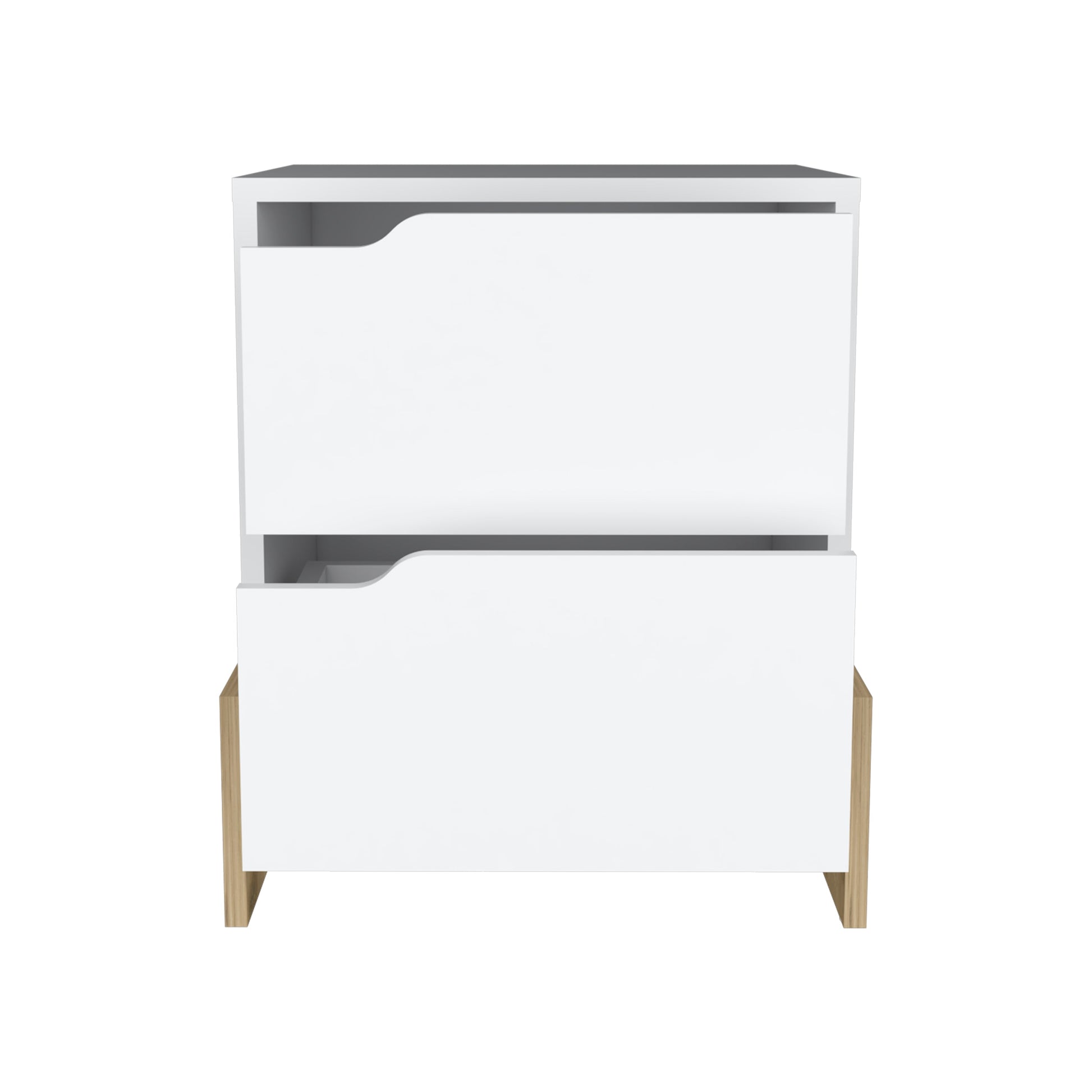 Multicolor Particle Board Nightstand - 2 Drawers, Storage Shelf for Bedroom