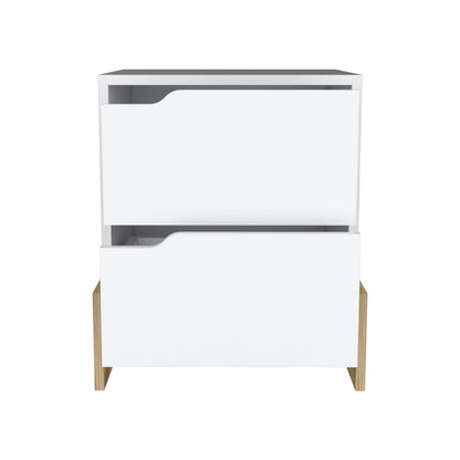 Multicolor Particle Board Nightstand - 2 Drawers, Storage Shelf for Bedroom