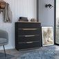 Drawer Dresser 35"H, Four Drawers, Superior Top, Black / Light Oak