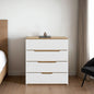 Drawer Dresser 35"H, Four Drawers, Superior Top, White / Light Oak