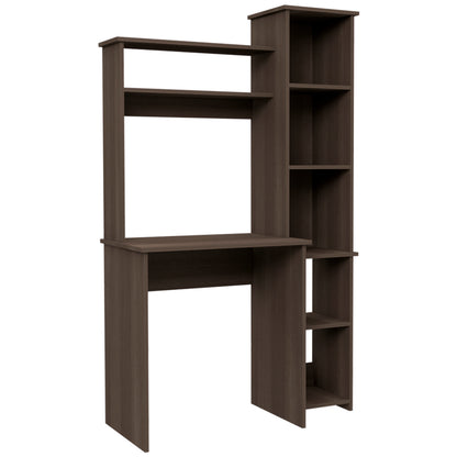 Gray Computer Desk with Hutch - 17.8 x 38.7 x 63.9", 5 Shelves