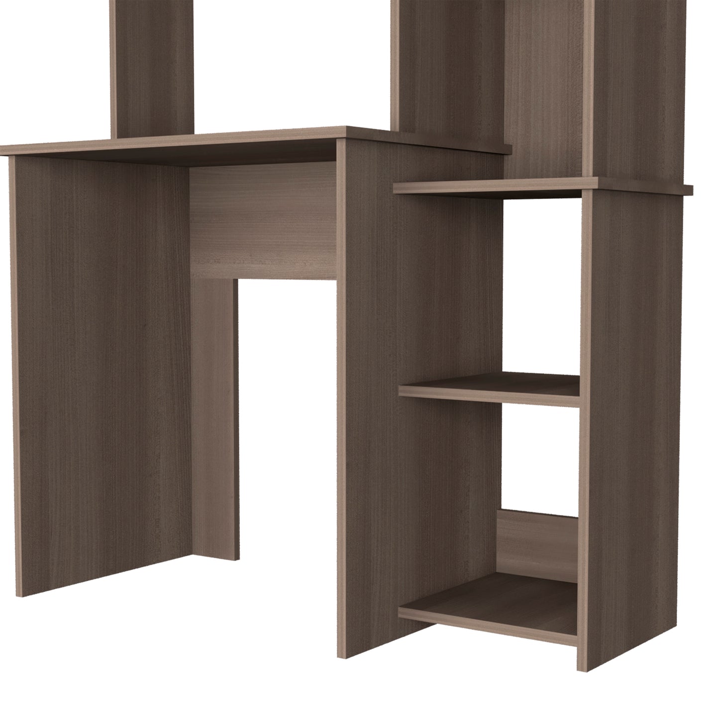 Gray Computer Desk with Hutch - 17.8 x 38.7 x 63.9", 5 Shelves