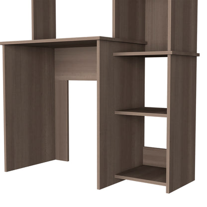Gray Computer Desk with Hutch - 17.8 x 38.7 x 63.9", 5 Shelves