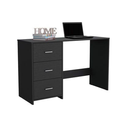 Black Particle Board Writing Desk with 3 Drawers for Home Office