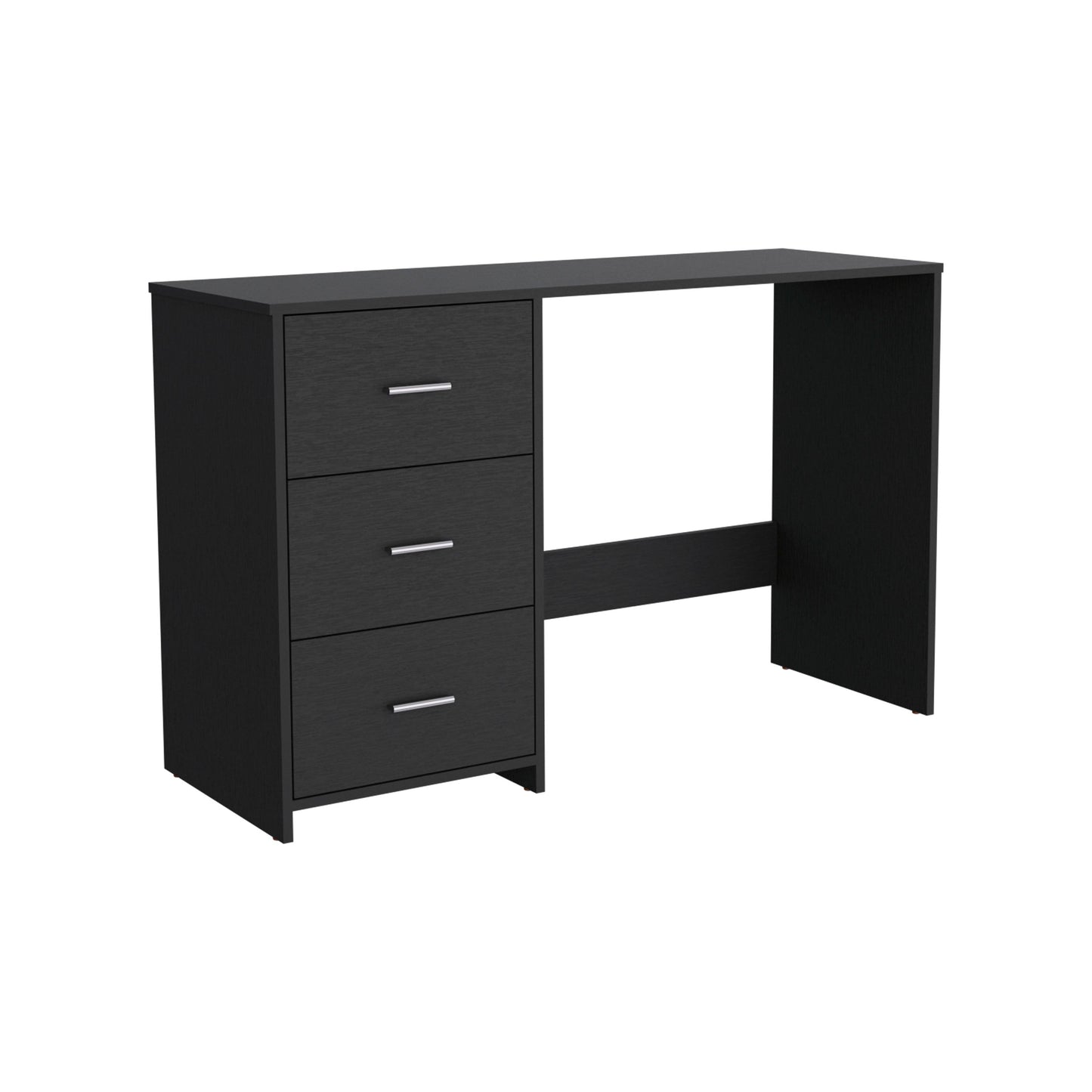 Black Particle Board Writing Desk with 3 Drawers for Home Office