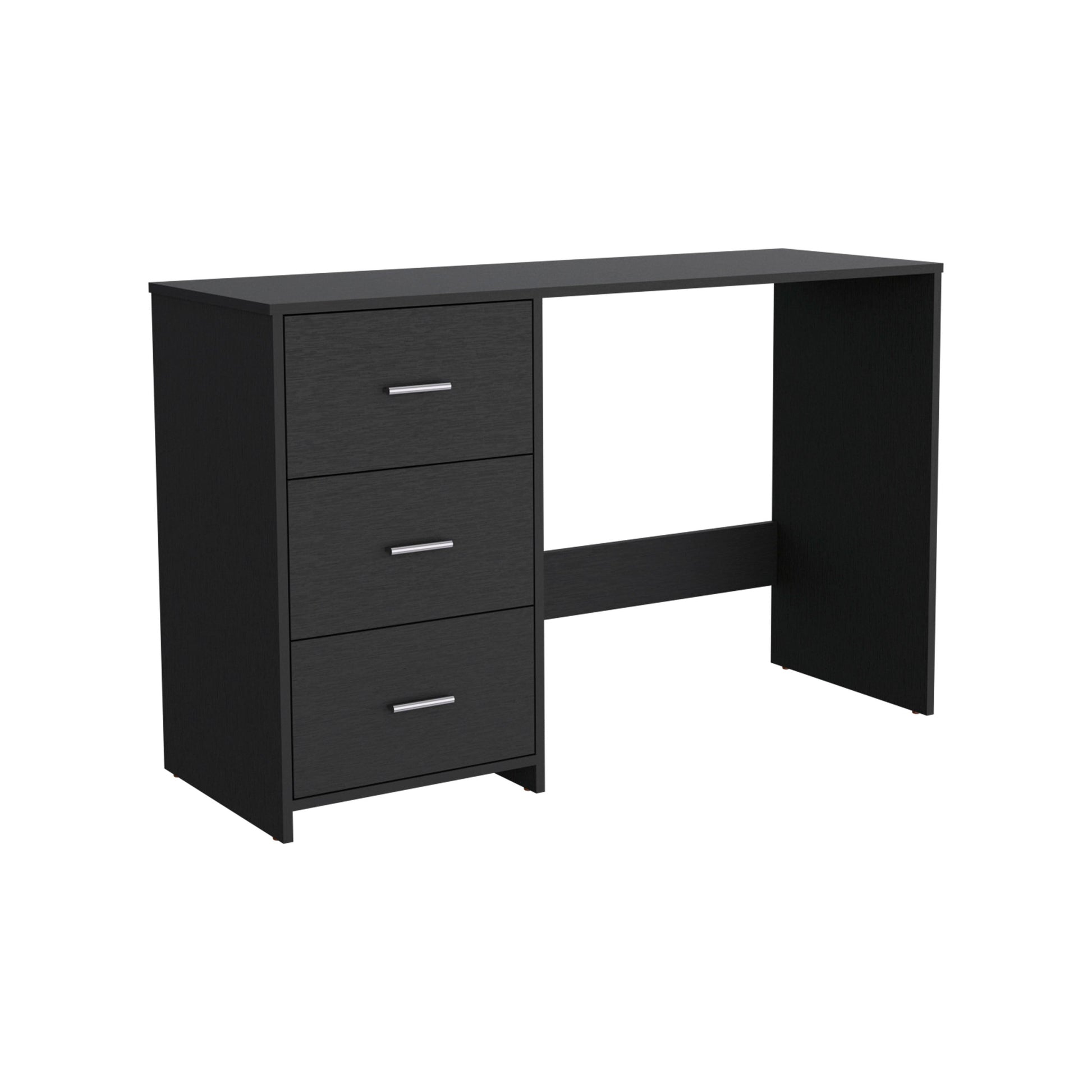 Black Particle Board Writing Desk with 3 Drawers for Home Office