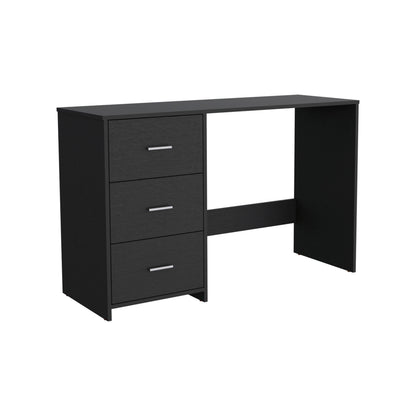 Black Particle Board Writing Desk with 3 Drawers for Home Office