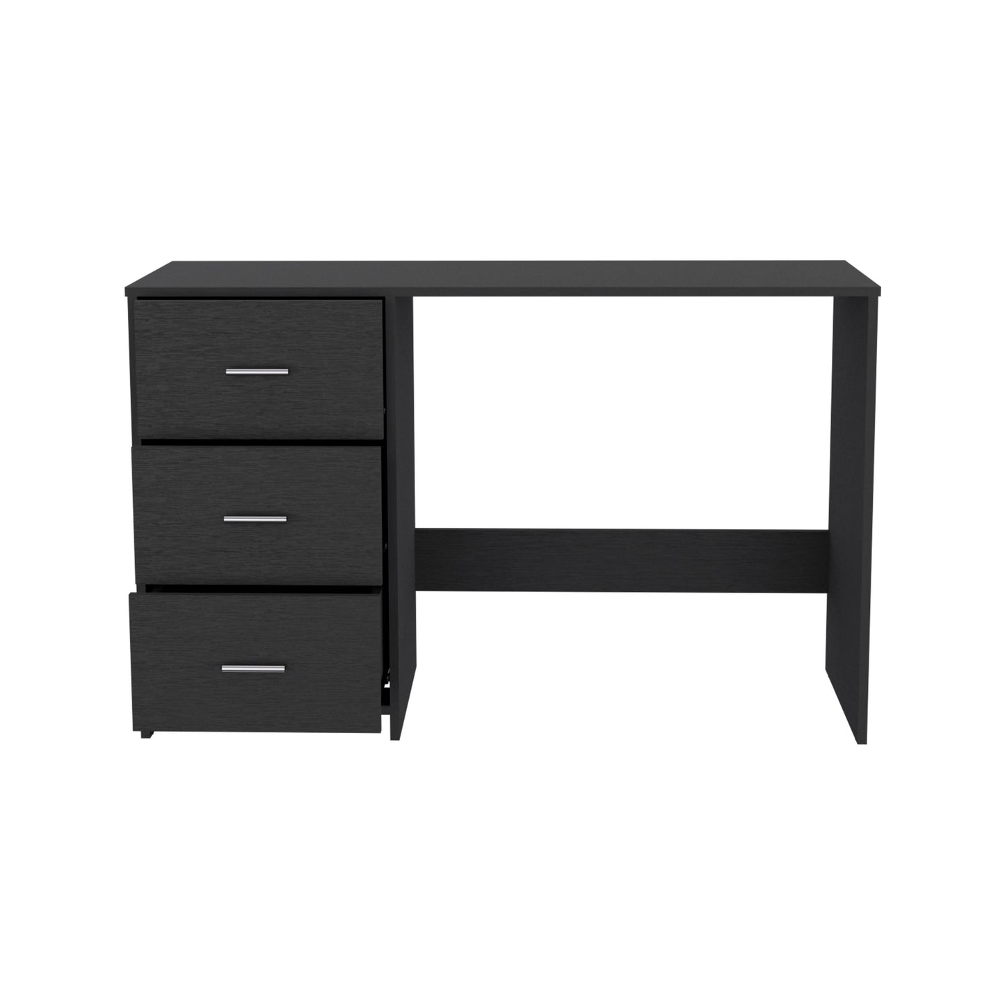 Black Particle Board Writing Desk with 3 Drawers for Home Office