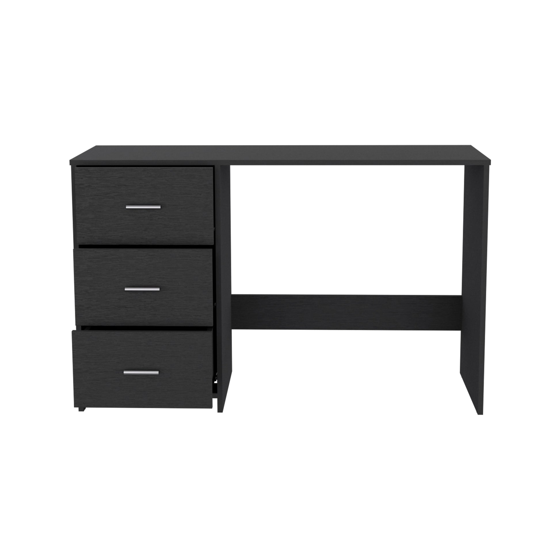 Black Particle Board Writing Desk with 3 Drawers for Home Office