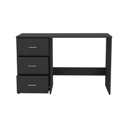 Black Particle Board Writing Desk with 3 Drawers for Home Office