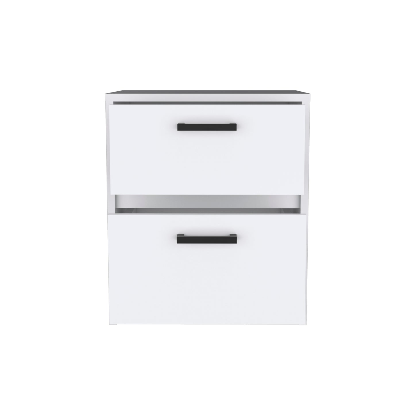 White Nightstand with Two Drawers - 18"H