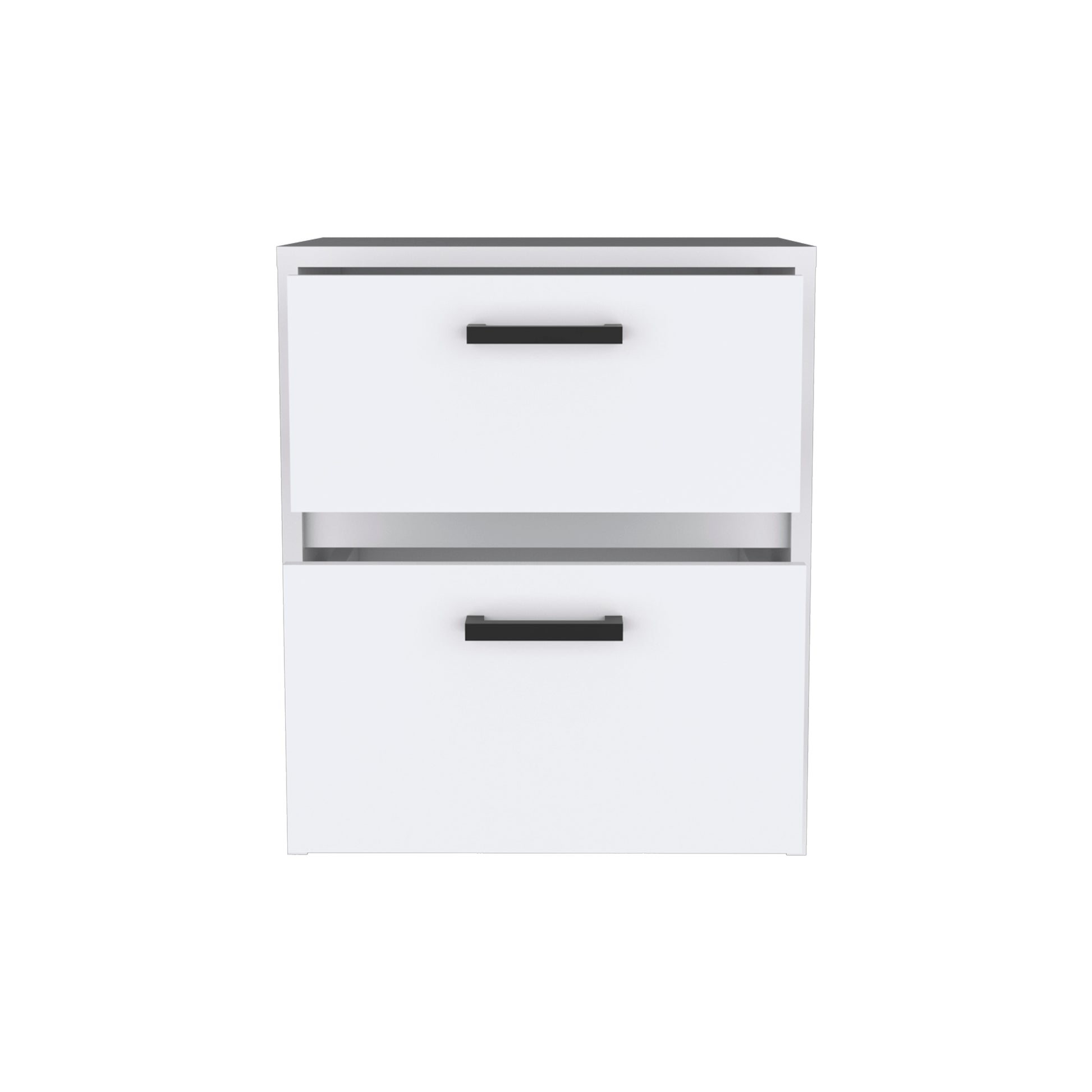 White Nightstand with Two Drawers - 18"H