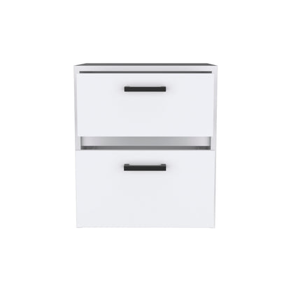White Nightstand with Two Drawers - 18"H