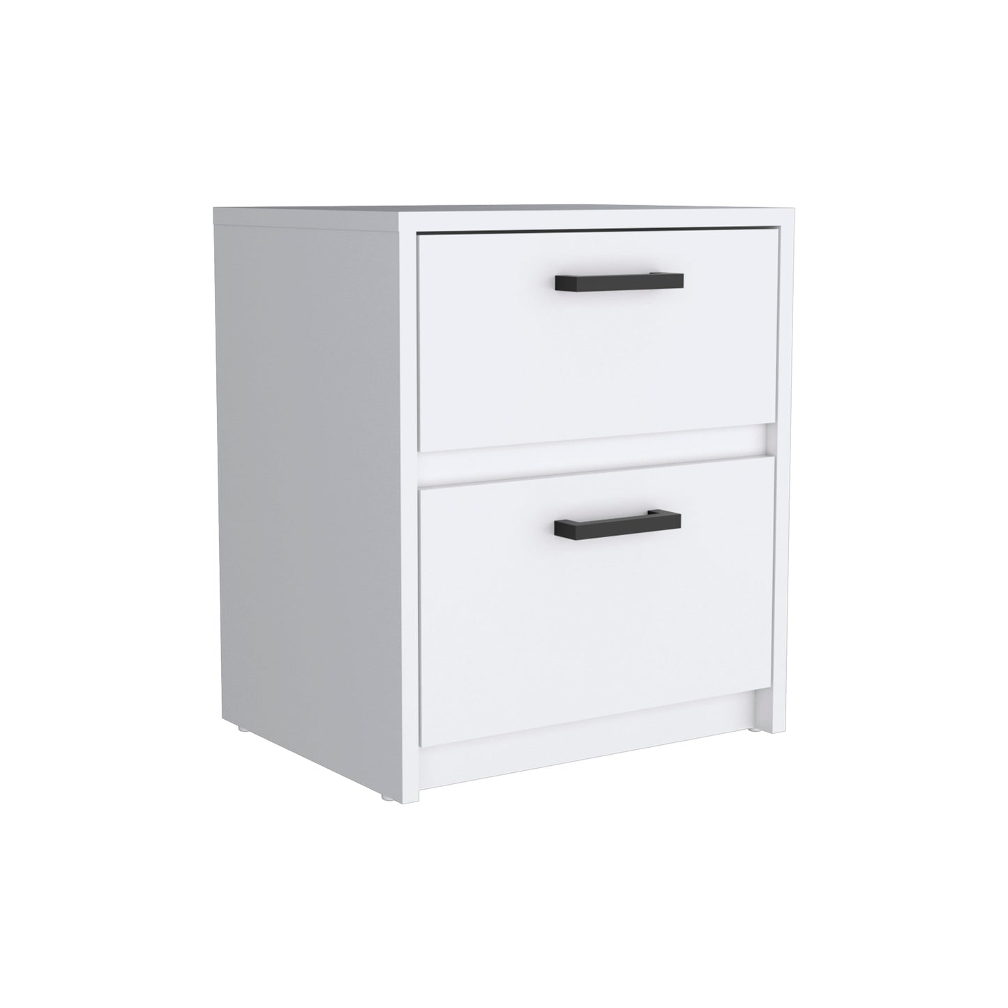 White Nightstand with Two Drawers - 18"H