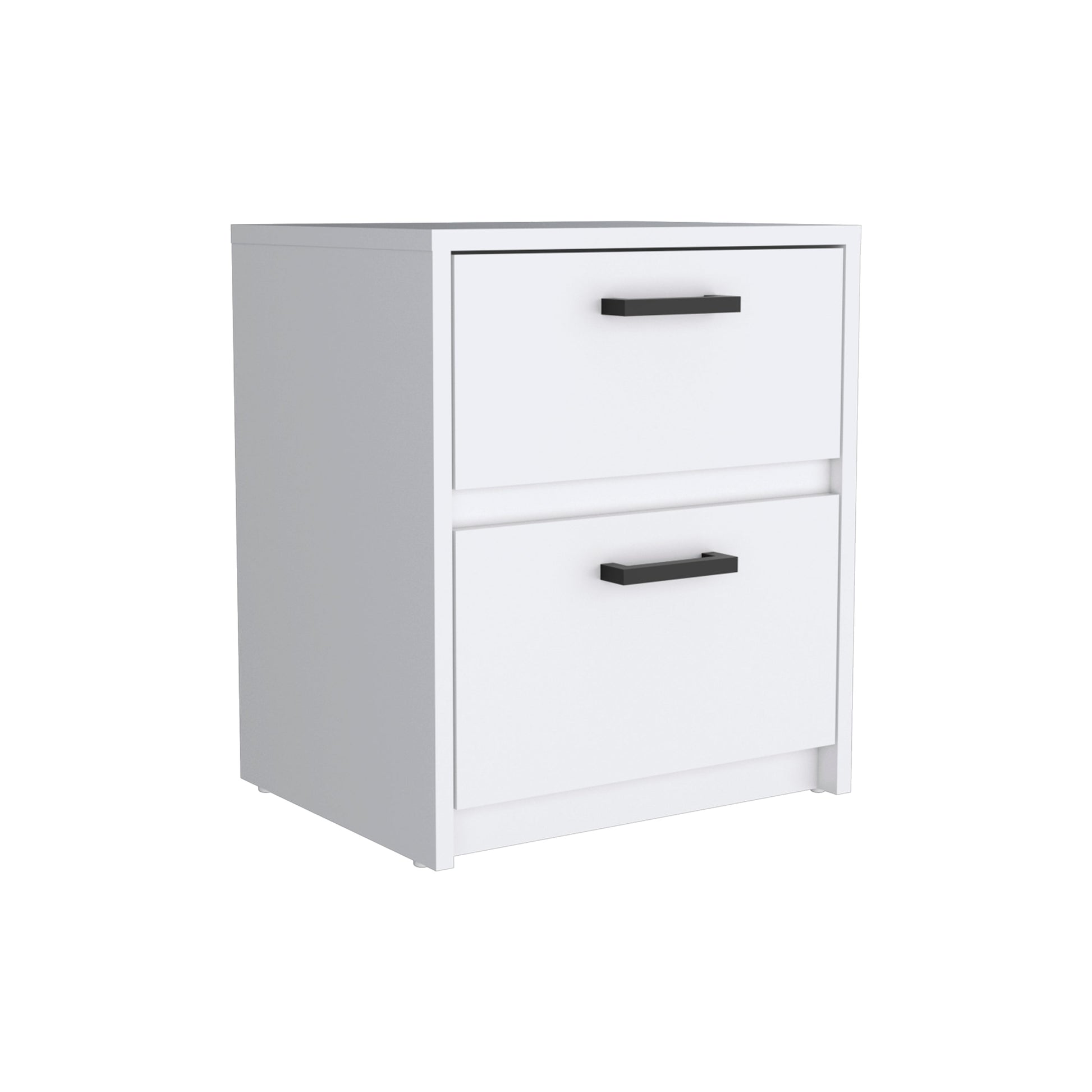 White Nightstand with Two Drawers - 18"H