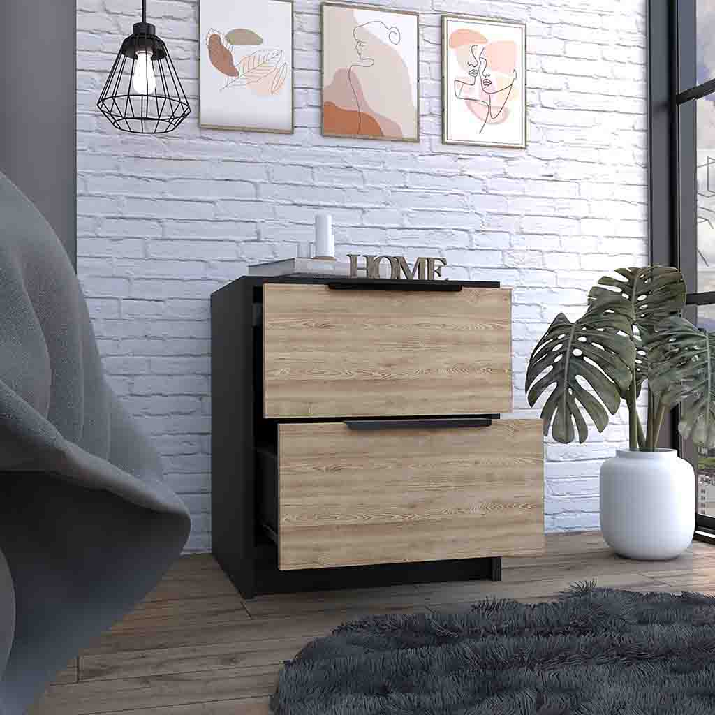 18 Inch Multicolor Nightstand with Two Drawers
