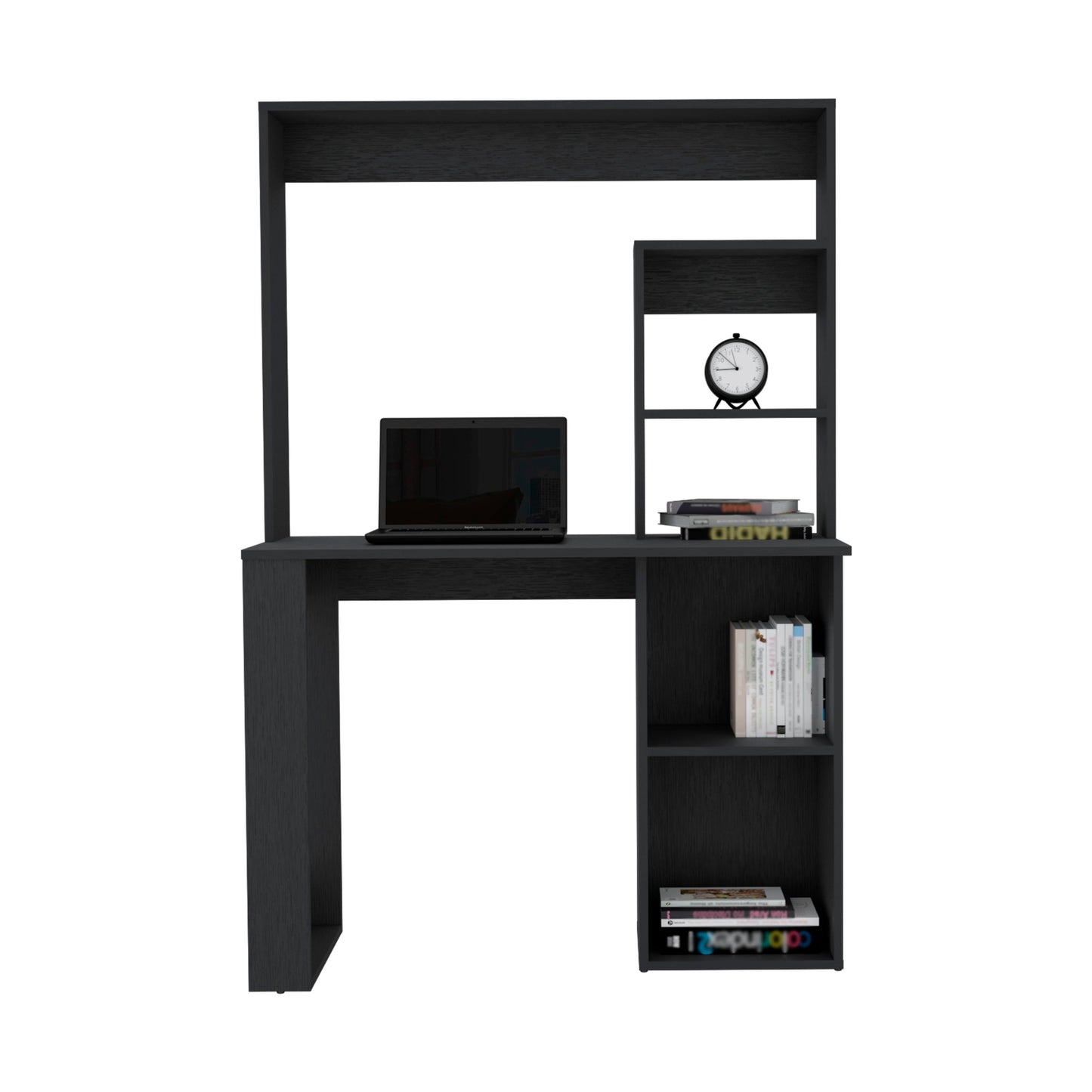 Black Computer Desk with Storage Shelves - 38.8" Work Surface for Home Office