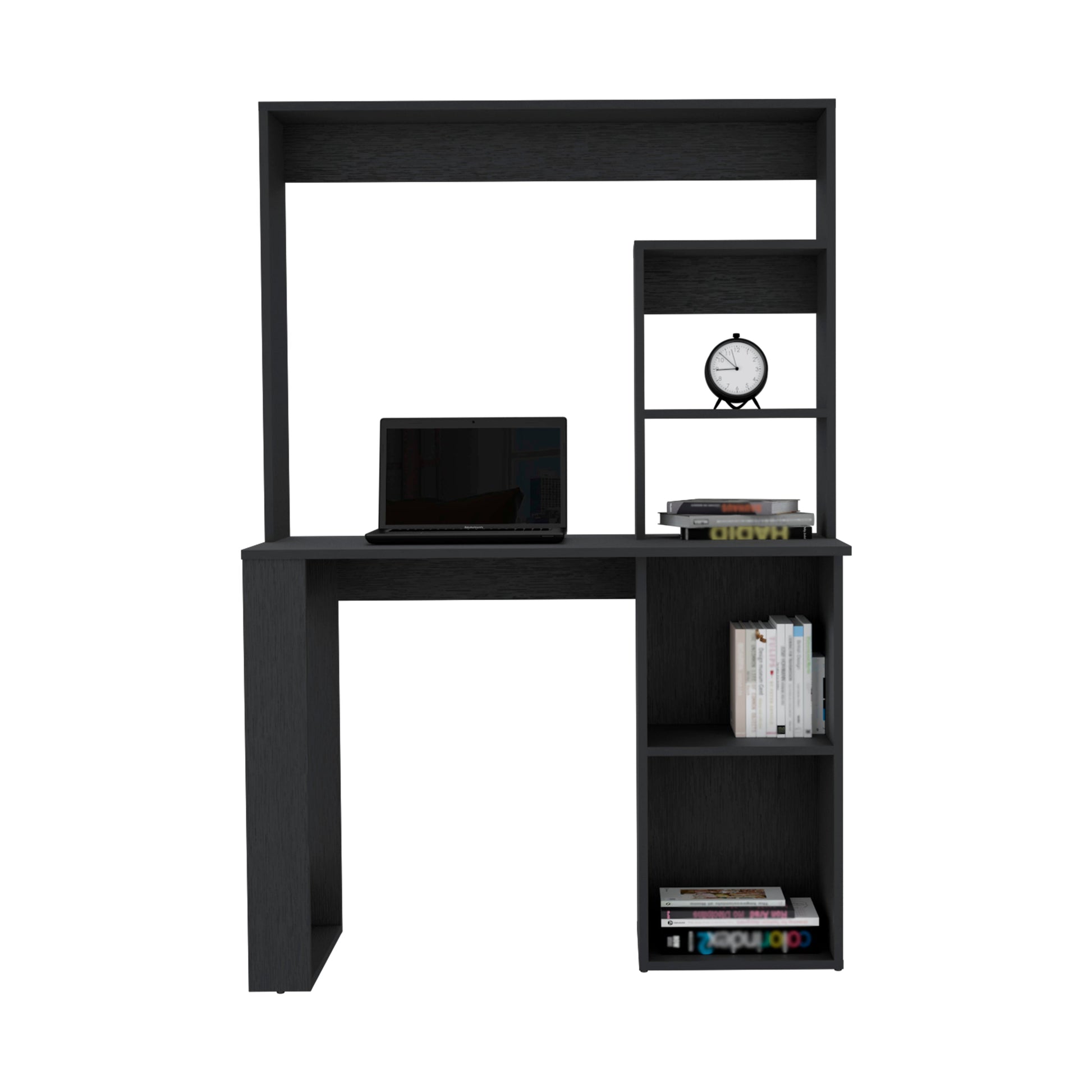 Black Computer Desk with Storage Shelves - 38.8" Work Surface for Home Office