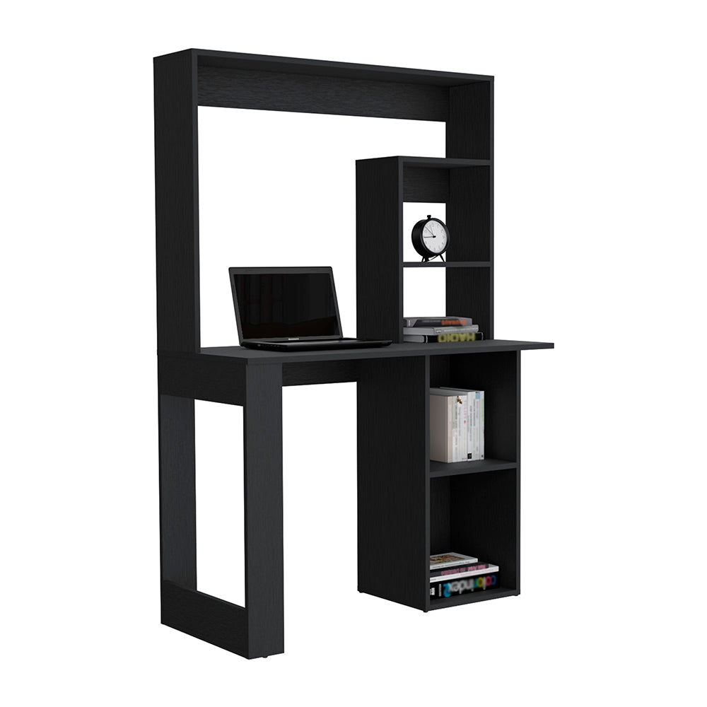 Black Computer Desk with Storage Shelves - 38.8" Work Surface for Home Office