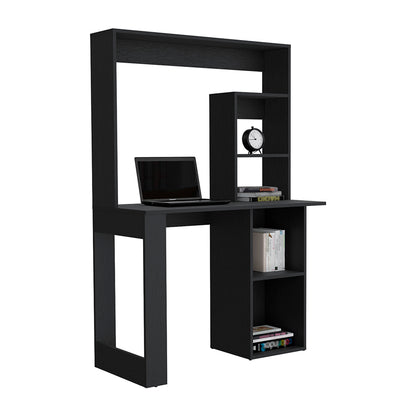 Black Computer Desk with Storage Shelves - 38.8" Work Surface for Home Office
