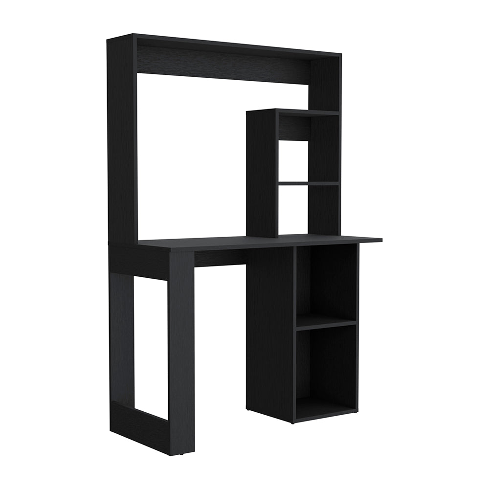 Black Computer Desk with Storage Shelves - 38.8" Work Surface for Home Office