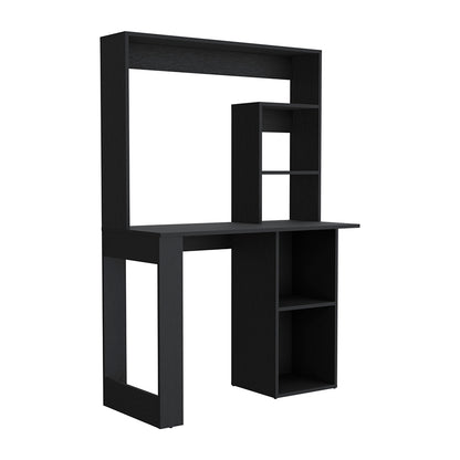 Black Computer Desk with Storage Shelves - 38.8" Work Surface for Home Office