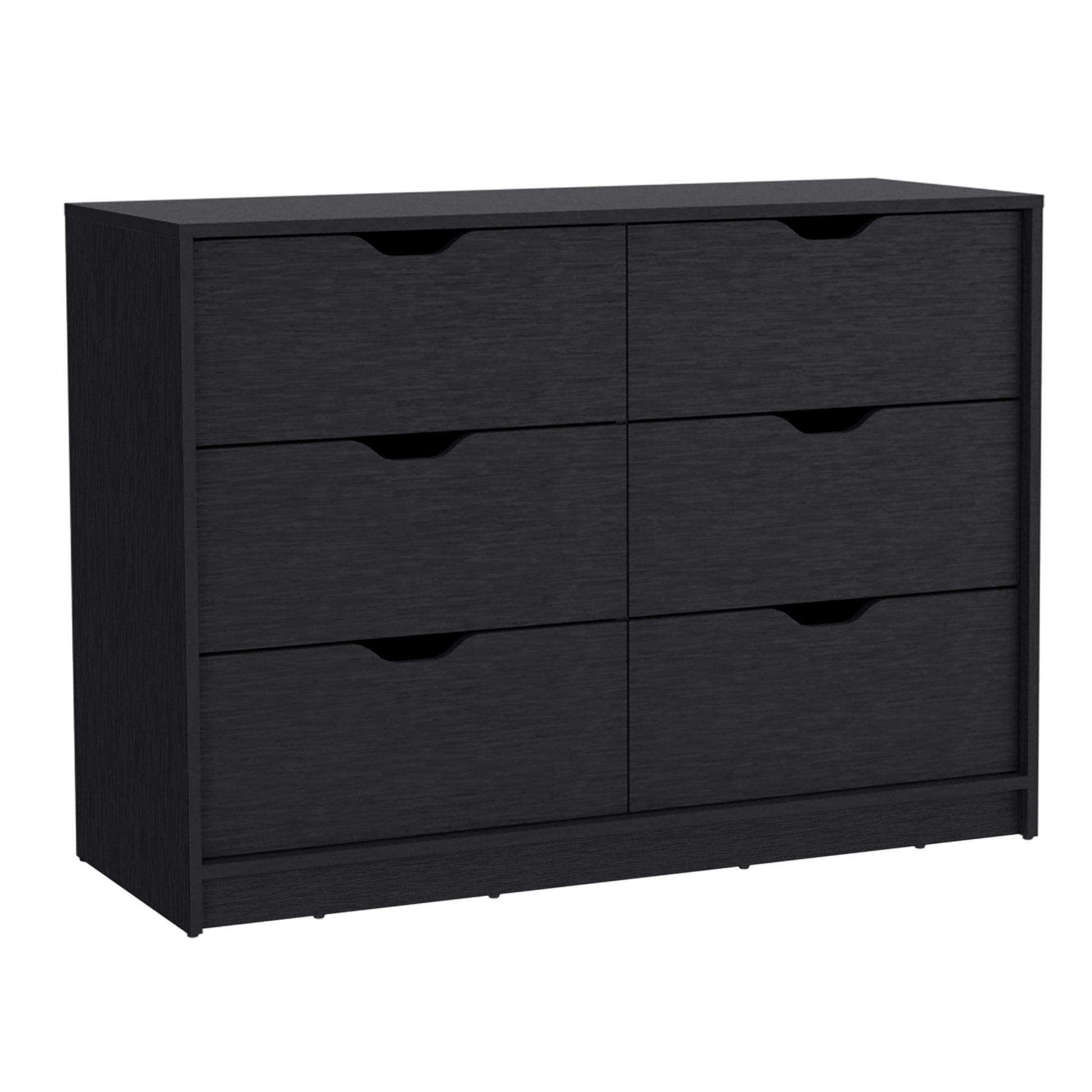 30" Black Dresser with Four Drawers & Lower Cabinets for Bedroom