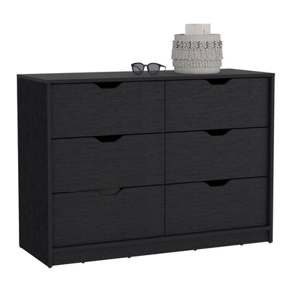 30" Black Dresser with Four Drawers & Lower Cabinets for Bedroom