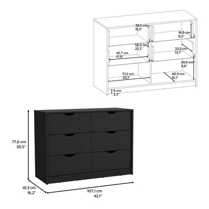 30" Black Dresser with Four Drawers & Lower Cabinets for Bedroom