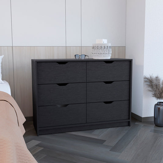 Dresser 30"H, Drawer Dresser with 2 Lower Cabinets, Drawer Chest, Black